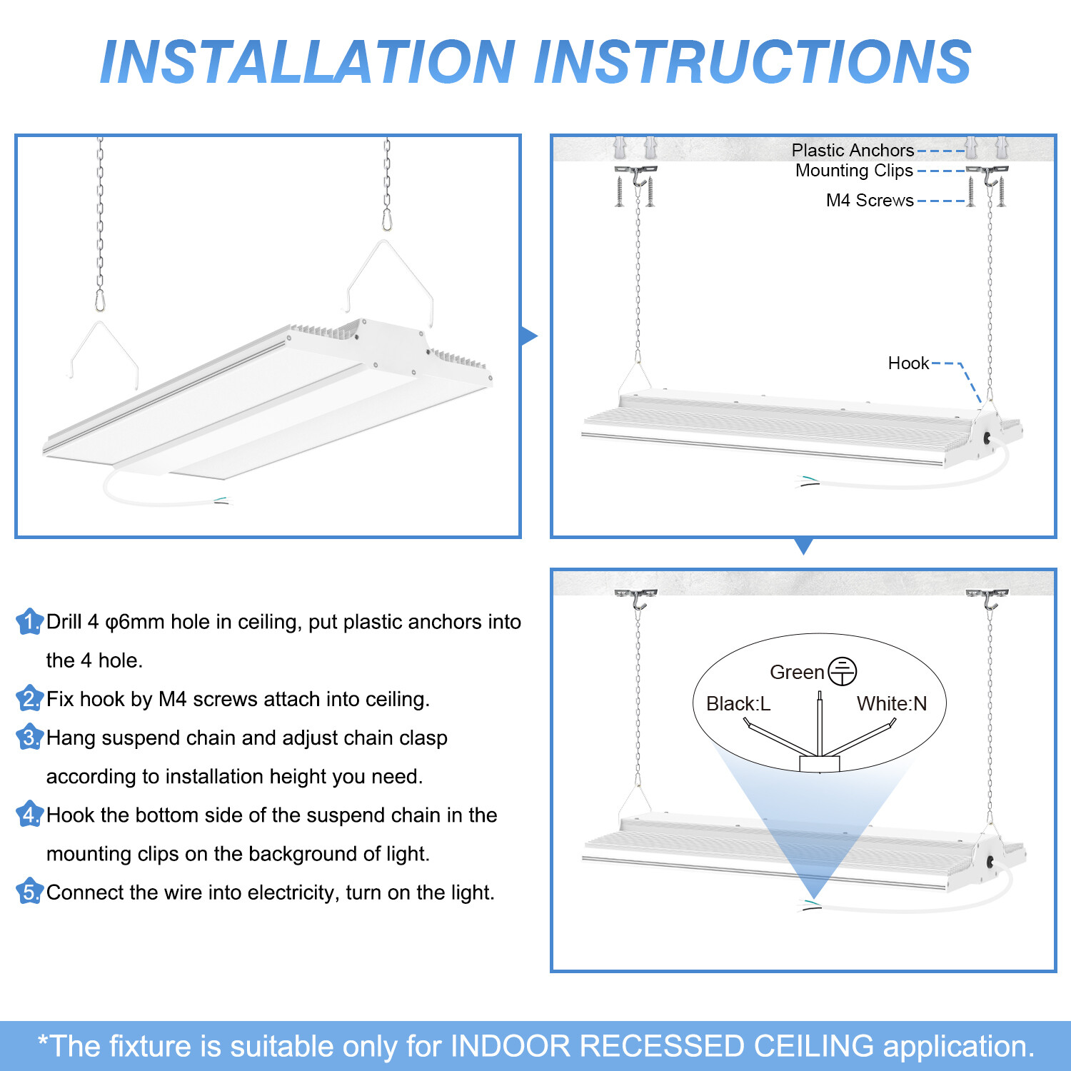 2Pack LED Warehouse Shop Linear High Bay Lights 150W 22500LM [Eqv.600W MH/HPS]