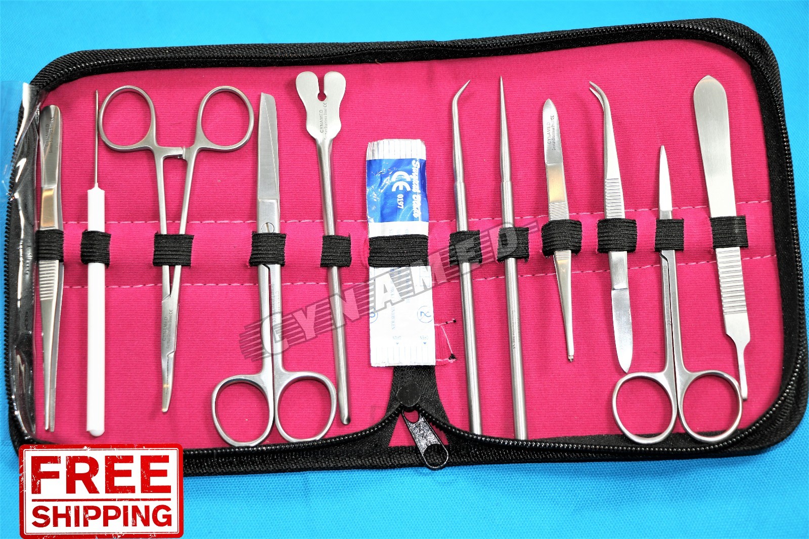 GERMAN DISSECTING KIT OF 12 PCS, SCISSORS, FORCEPS, PROBE, BLADES, NEEDLE ETC