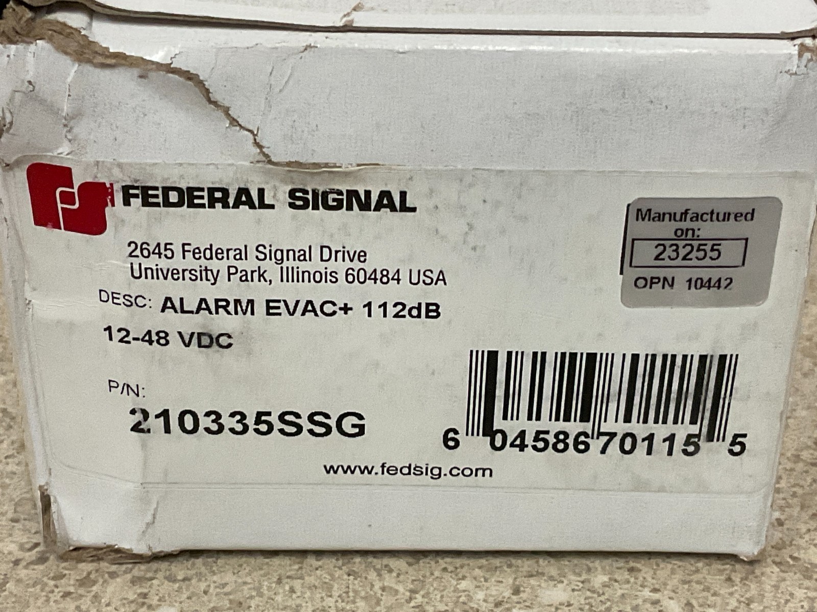 Federal Signal 210335SSG EVAC Alarm 112dB NEW