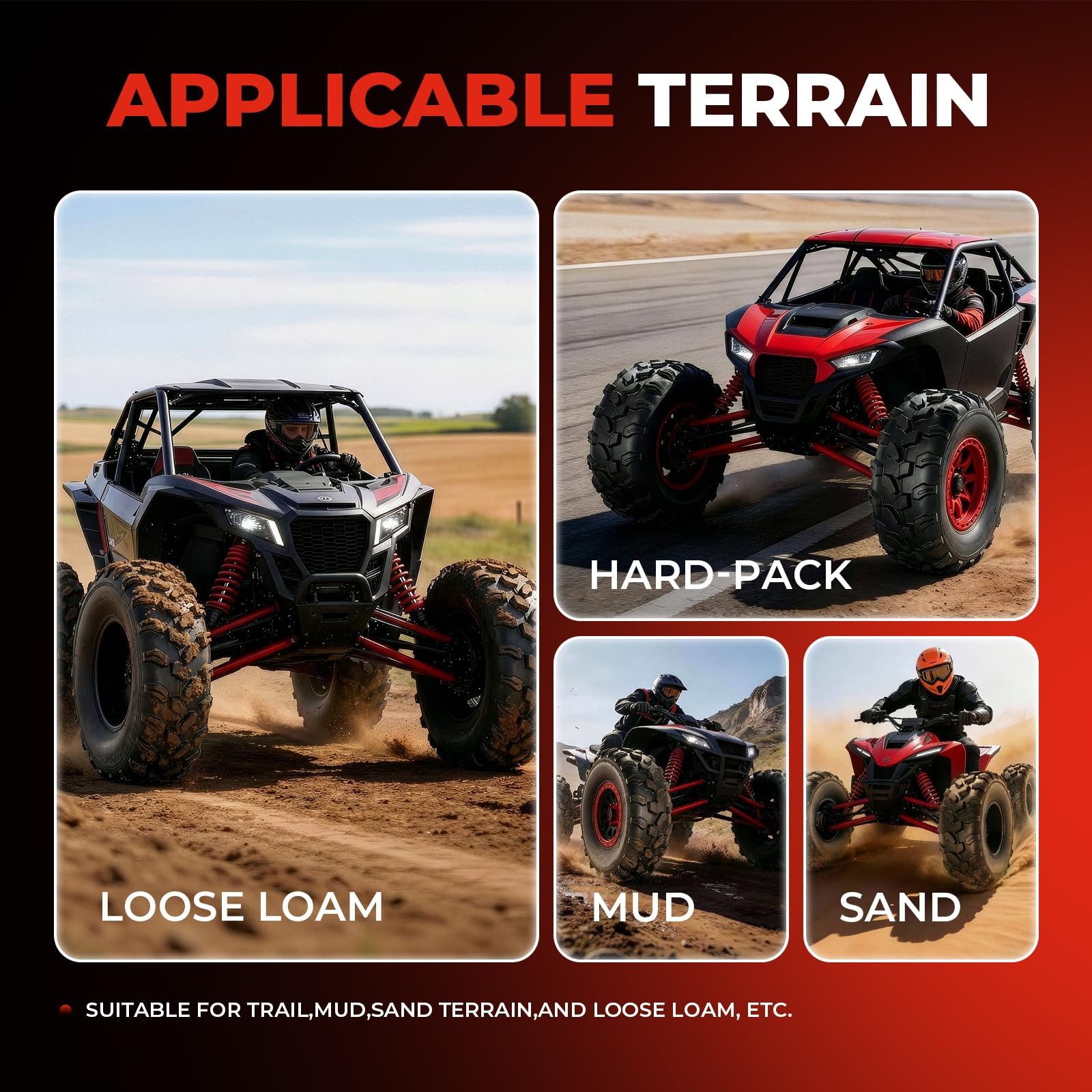 ATV UTV All Terrain Mud Tire 18×9.50×8 4 Ply Directional Tread Tubeless Set of 2
