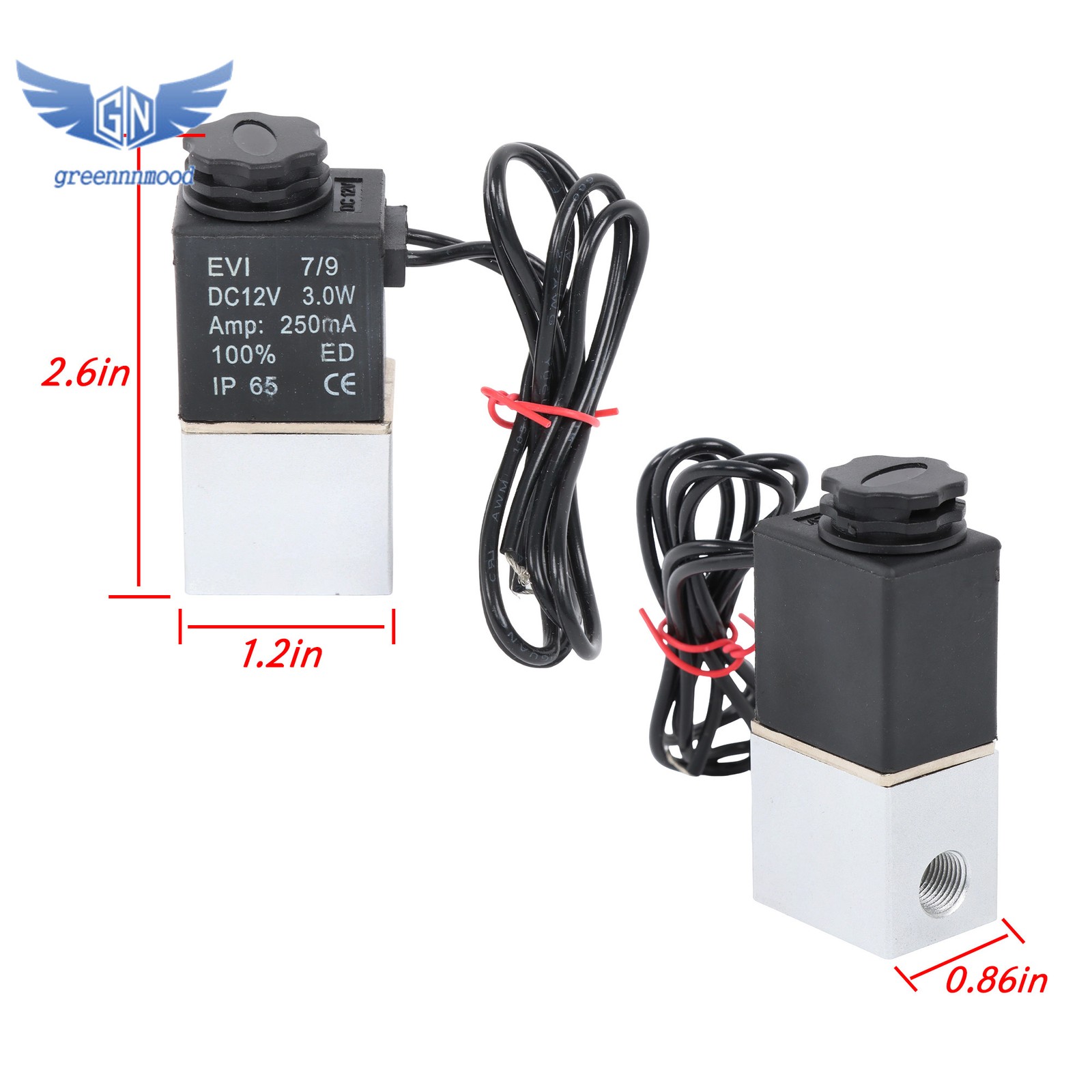 2PCS 1/4″ Fast Response Electric Air Water Solenoid Valve 12V DC Normally Closed