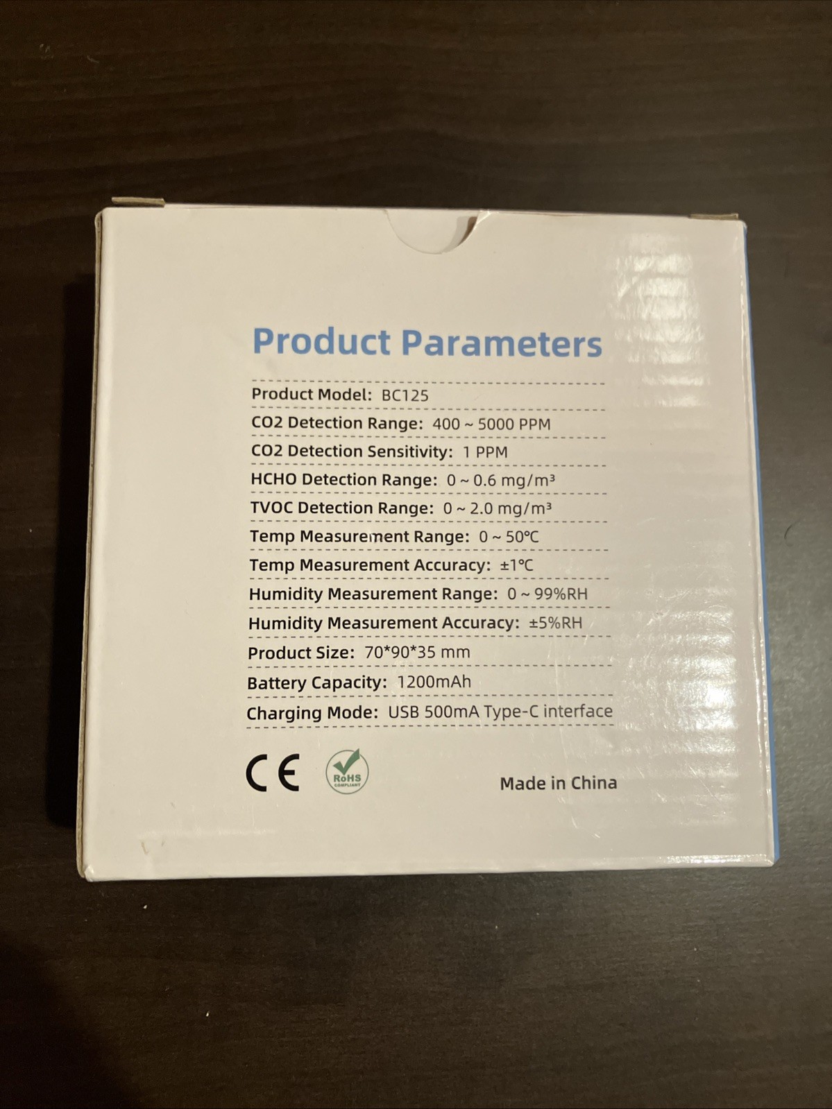 5 in 1 Air Quality Monitor HCHO TVOC Tempe Humidity CO2 Carbon Dioxide Detector