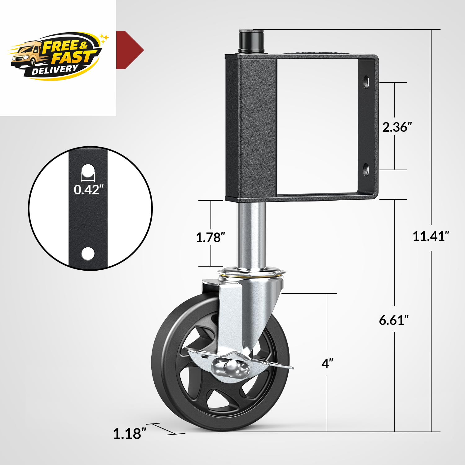 Heavy Duty Gate Caster, Spring Loaded Gate Wheel, Swivel Caster Wheels Wooden