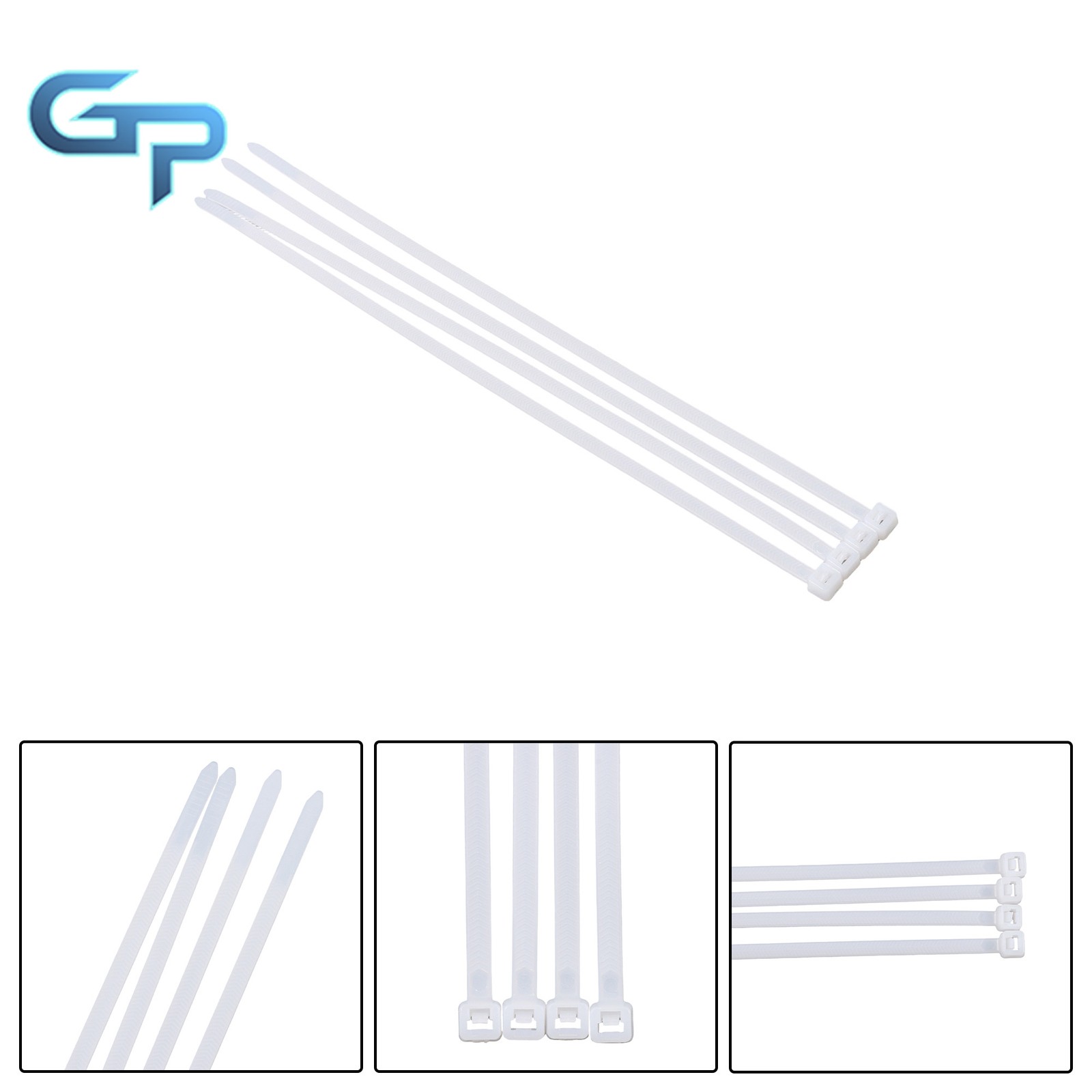 Heavy Duty Zip Ties 12″12″ V-Shaped Toothed 200lb Black White 100pcs Wide 0.13″