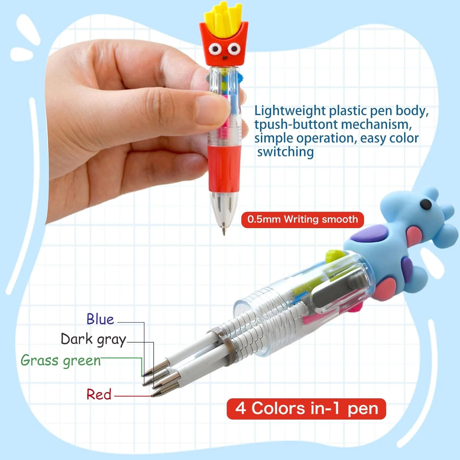 100 PCS Multicolor Pen Set – 50 Cute Pens Bulk with 50 Pen Bags, Fun Pens