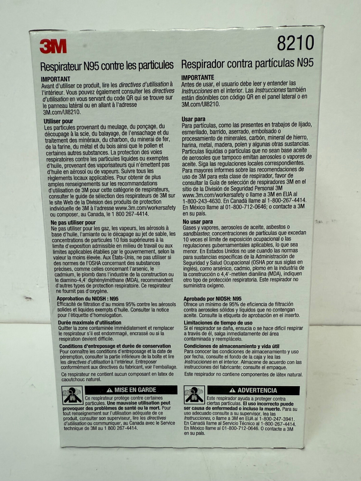 3M 8210 PARTICULATE RESPIRAOR N95 DISPOABLE DUST MASK BOX OF 20 NEW