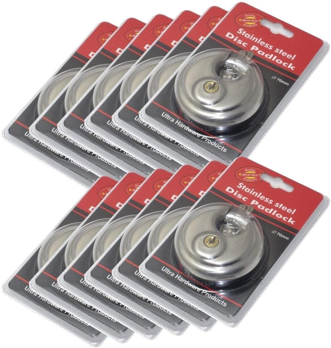Wholesale Lot- DISC PADLOCK 70mm Steel Armor Storage Trailer Round PC 12/24/48