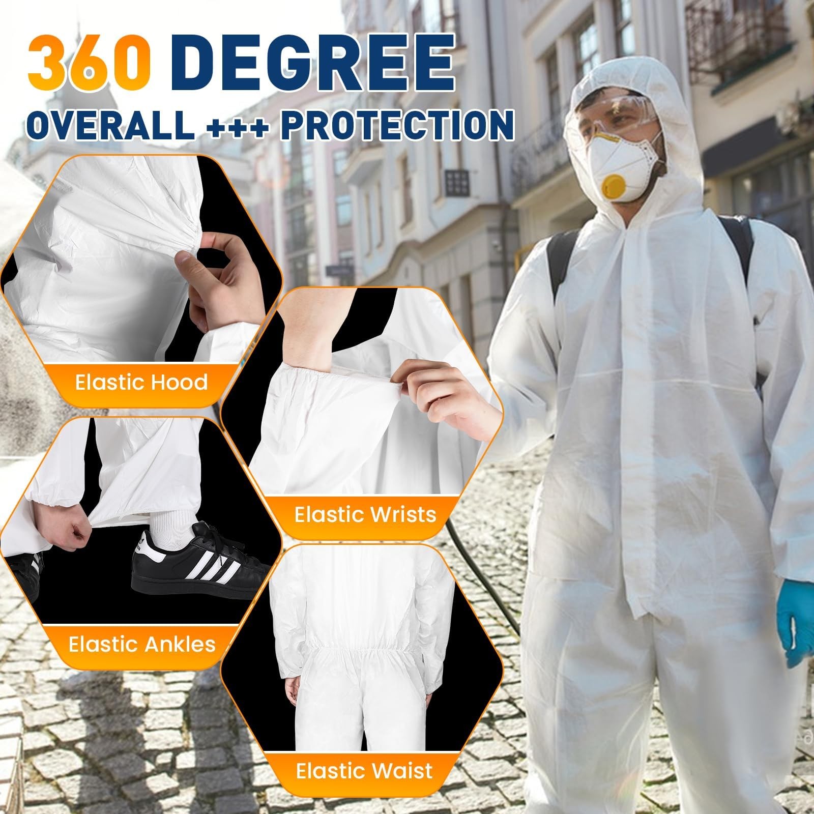 2 Pack Hazmat Suits Disposable Protective Coveralls, Heavy Duty Full Body Pai…