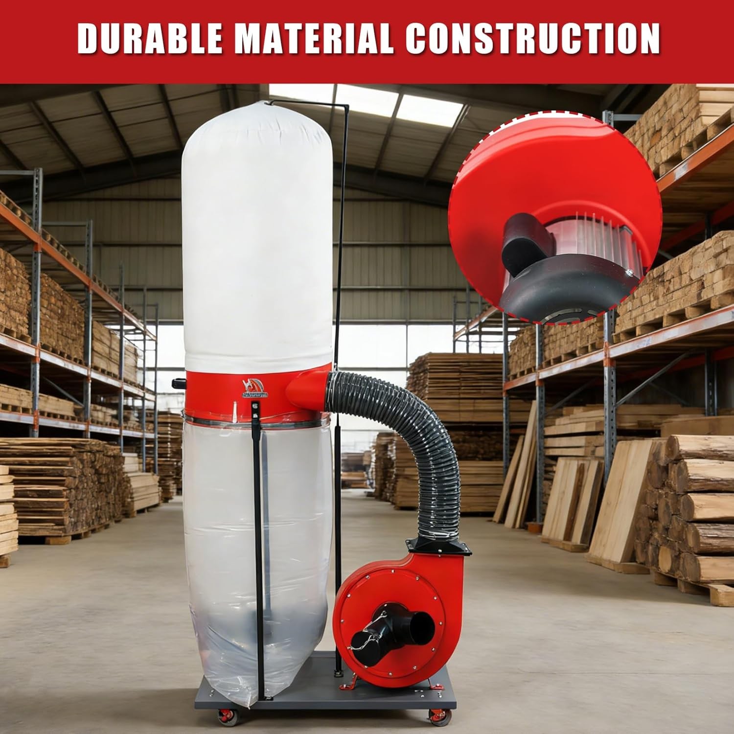 15-Gal Woodworking Dust Collector 1500W (2HP) Workshop Dust Collection System