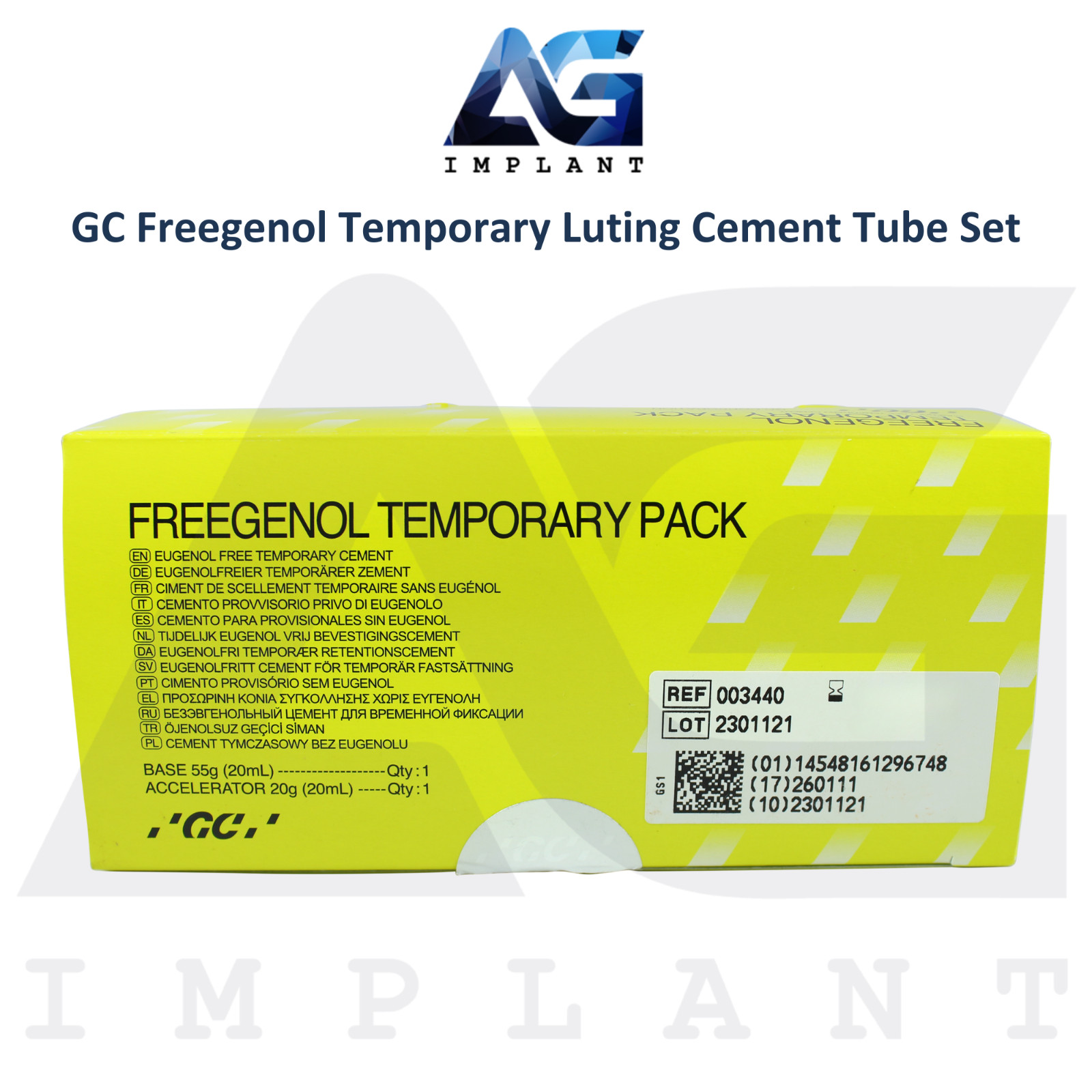 Dental Freegen0l Temporary Luting Cement Tube Set Handmix Self Cure Restorations