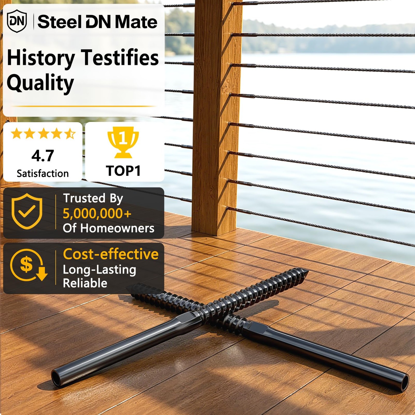 Steel DN Mate 100 Pack Black T316 Stainless Steel Left&Right Handed Thread Sw…