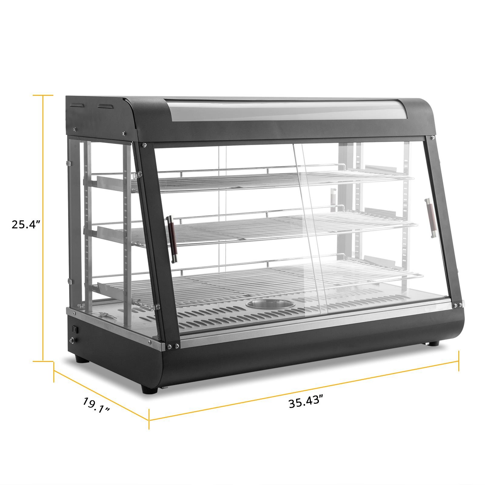 ROVSUN 3 Tier 35″ Commercial Heat Food Pizza Warmer Display Show Case Heavy Duty