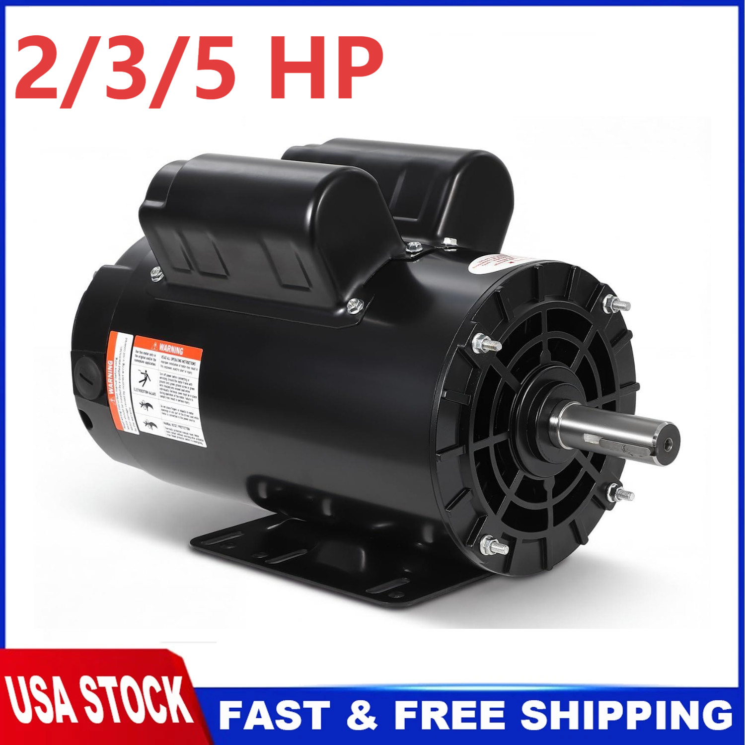 2/3/5HP SPL Electric Air Compressor Motor 230V 56 Frame 3450 RPM 5/8″ 7/8″ Shaft
