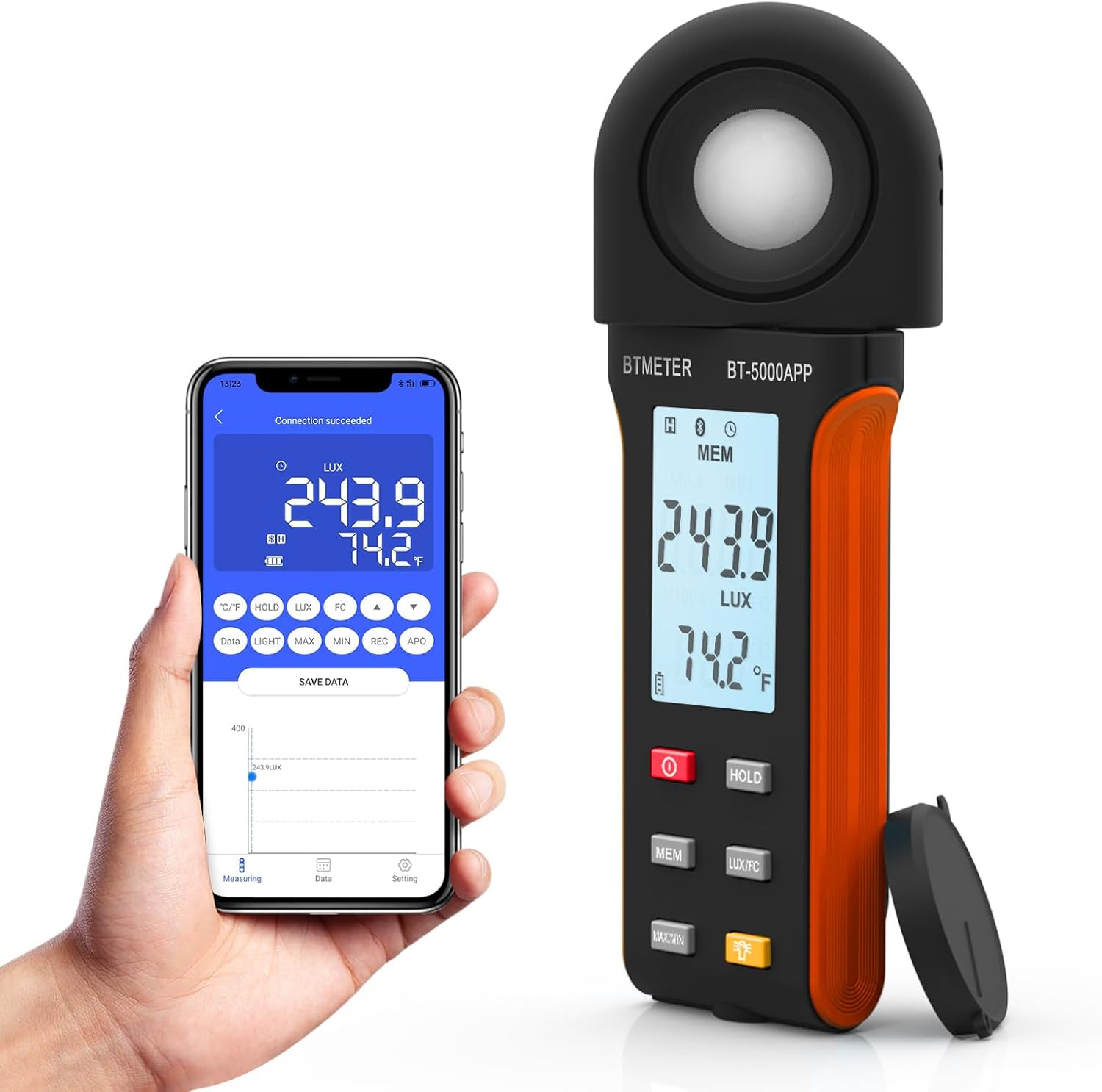 Illuminance Light Meter W/Bluetooth – Digital Lumen Tester Measure Lighting Lev