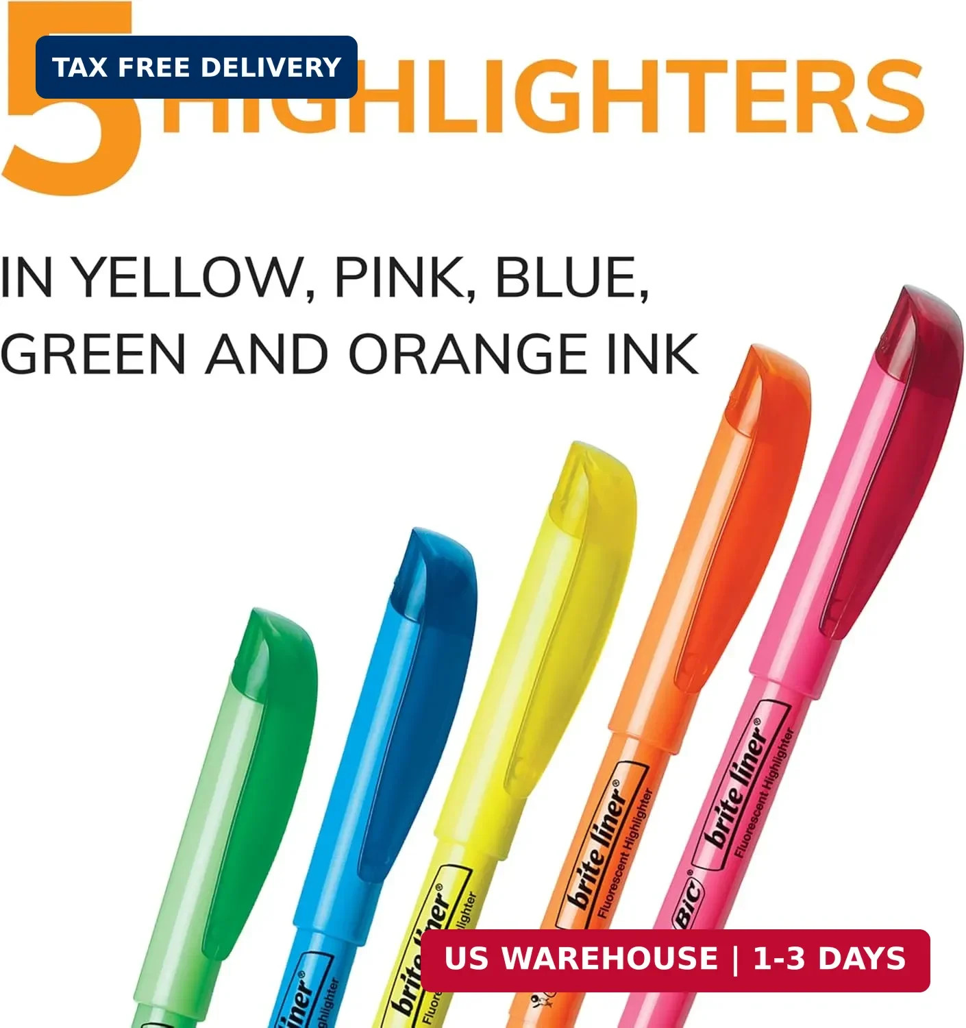 BIC Brite Liner Highlighters, Chisel Tip, School Supplies for Students and Teach