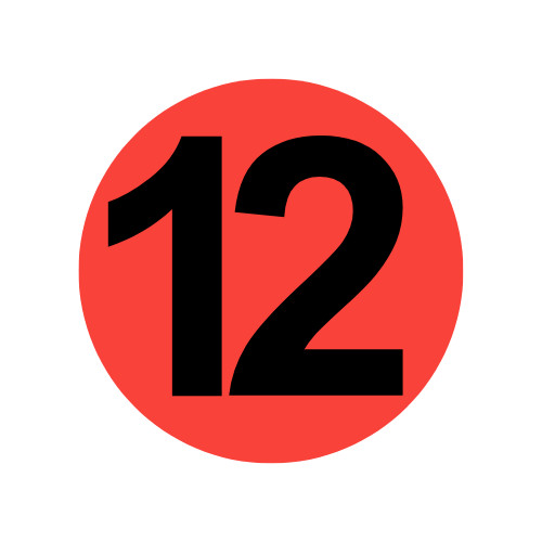 Inventory Control Number 12 Stickers | 2″ Round | Self Adhesive | 500 Labels