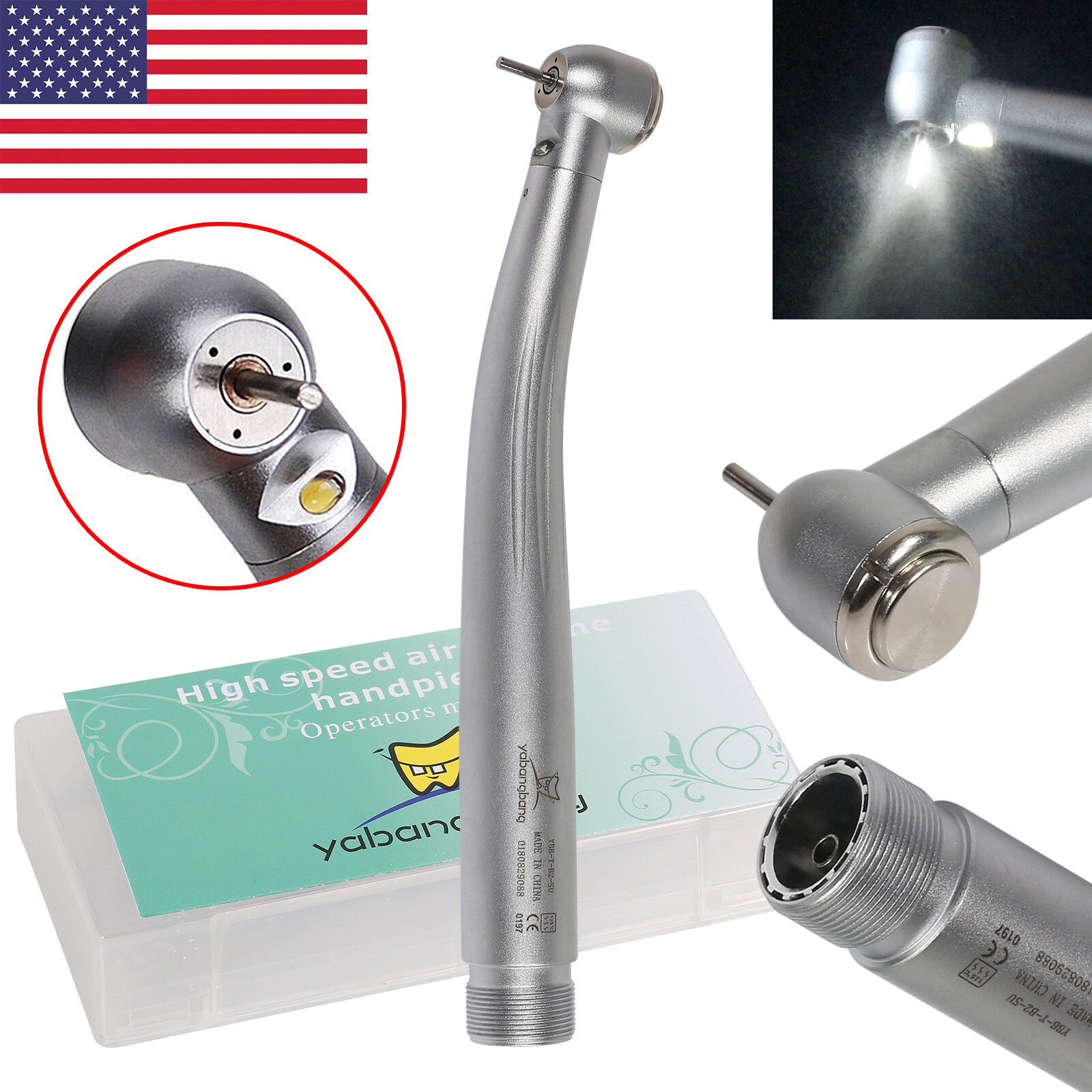 NSK Style dental high speed handpiece fiber optic LED 3 Spray 2 hole B2 YBB Tip
