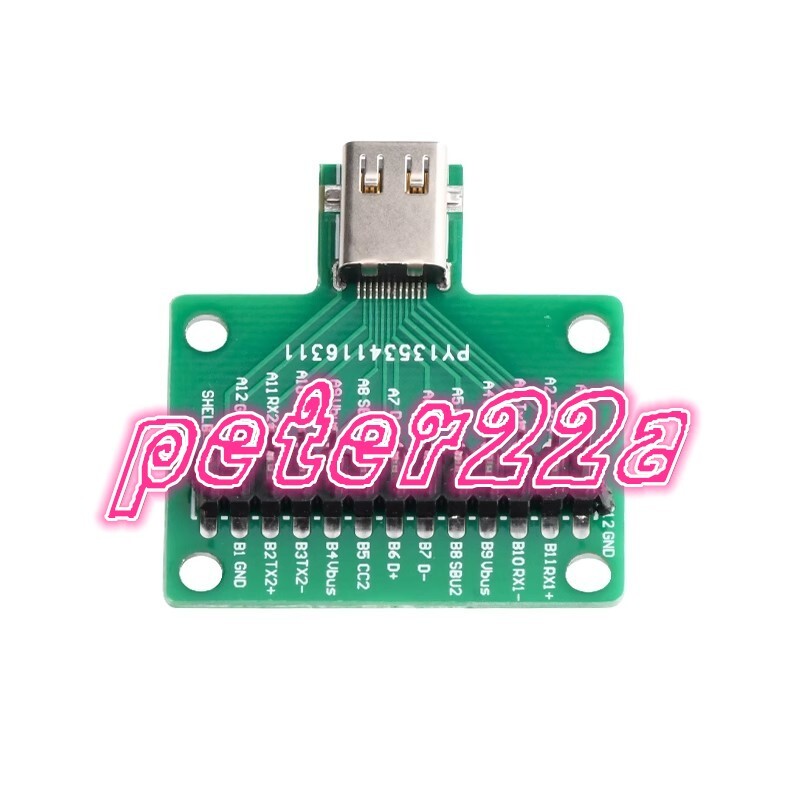 1PCS TYPE-C Test board USB3.124P Female base 40 Mω double-row straight pins #YT