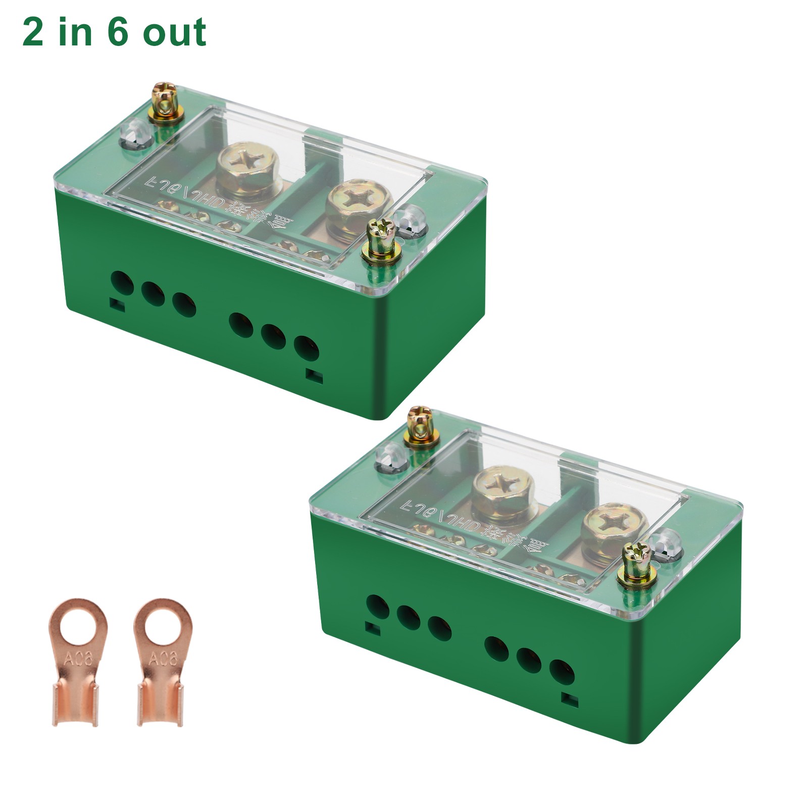 660V 30A Single Phase Power Distribution Block 2In 6/8 Out Terminal Junction Box
