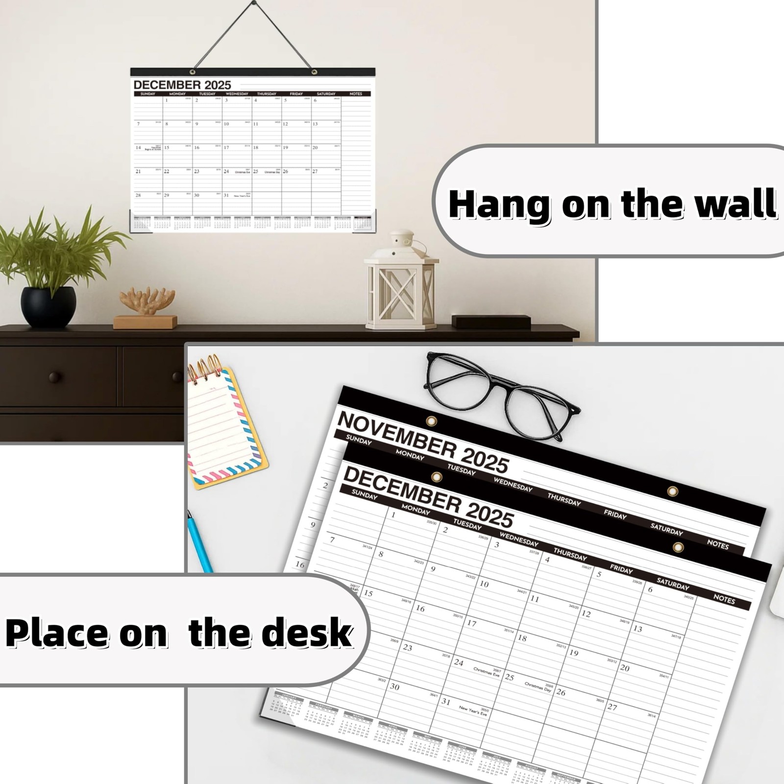 Desk Calendar 2026-2027 – 21 Months Wall Calendar, Until June 2027, 17″ x 12″…