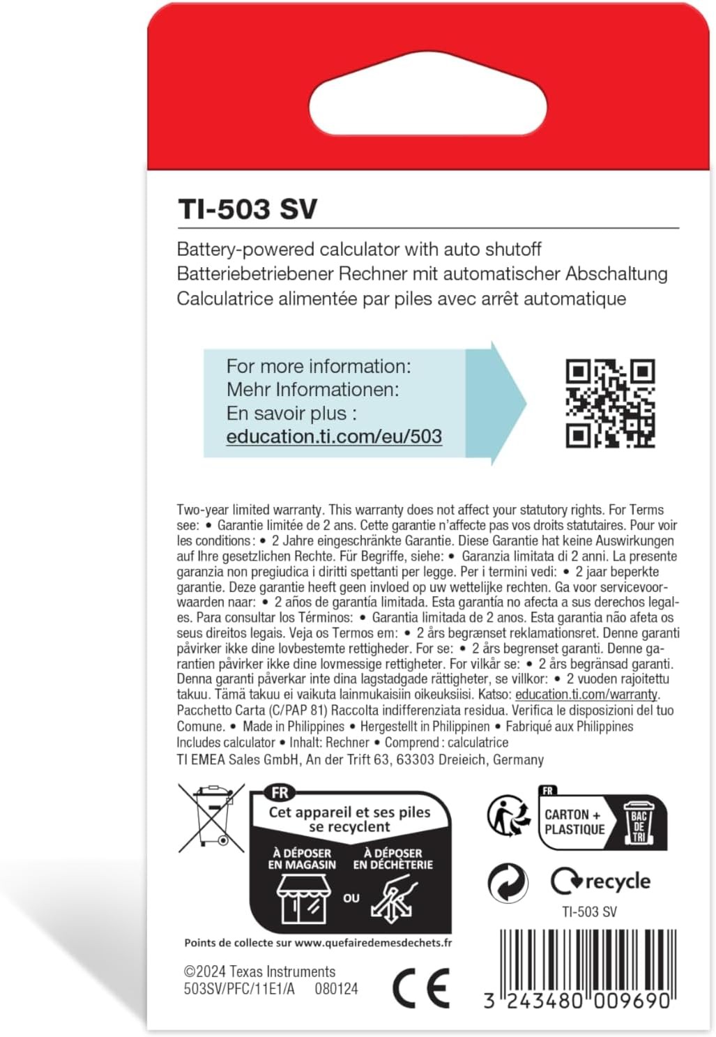 Texas Instruments TI-503 SV Standard Function Calculator – Blue, Gray
