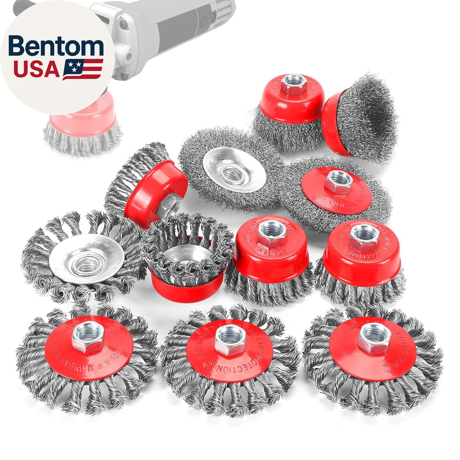 12 Pack Wire Wheel Brush for Angle Grinder, 6Pcs 4” Wheel Brushes, 6Pcs 3” Cup B
