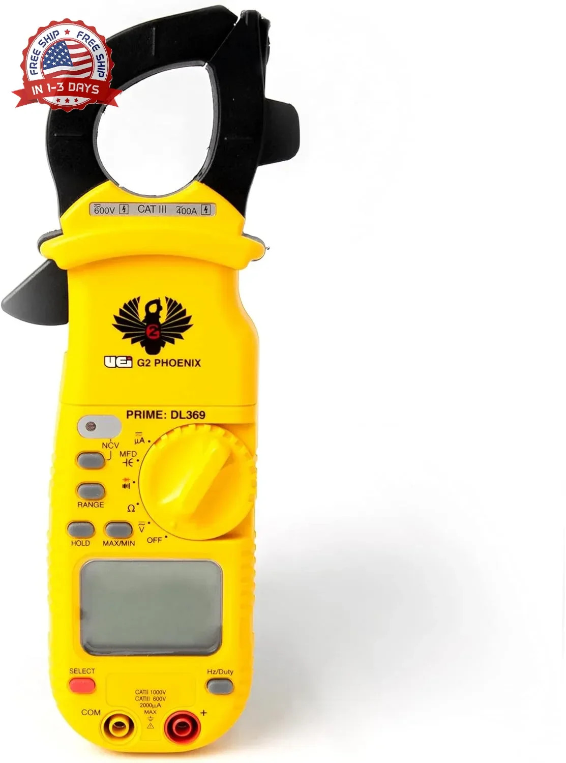 UEi DL369 Digital Clamp Meter HVAC Auto-Ranging 4000 Counts Volt Meter AC Amp Me