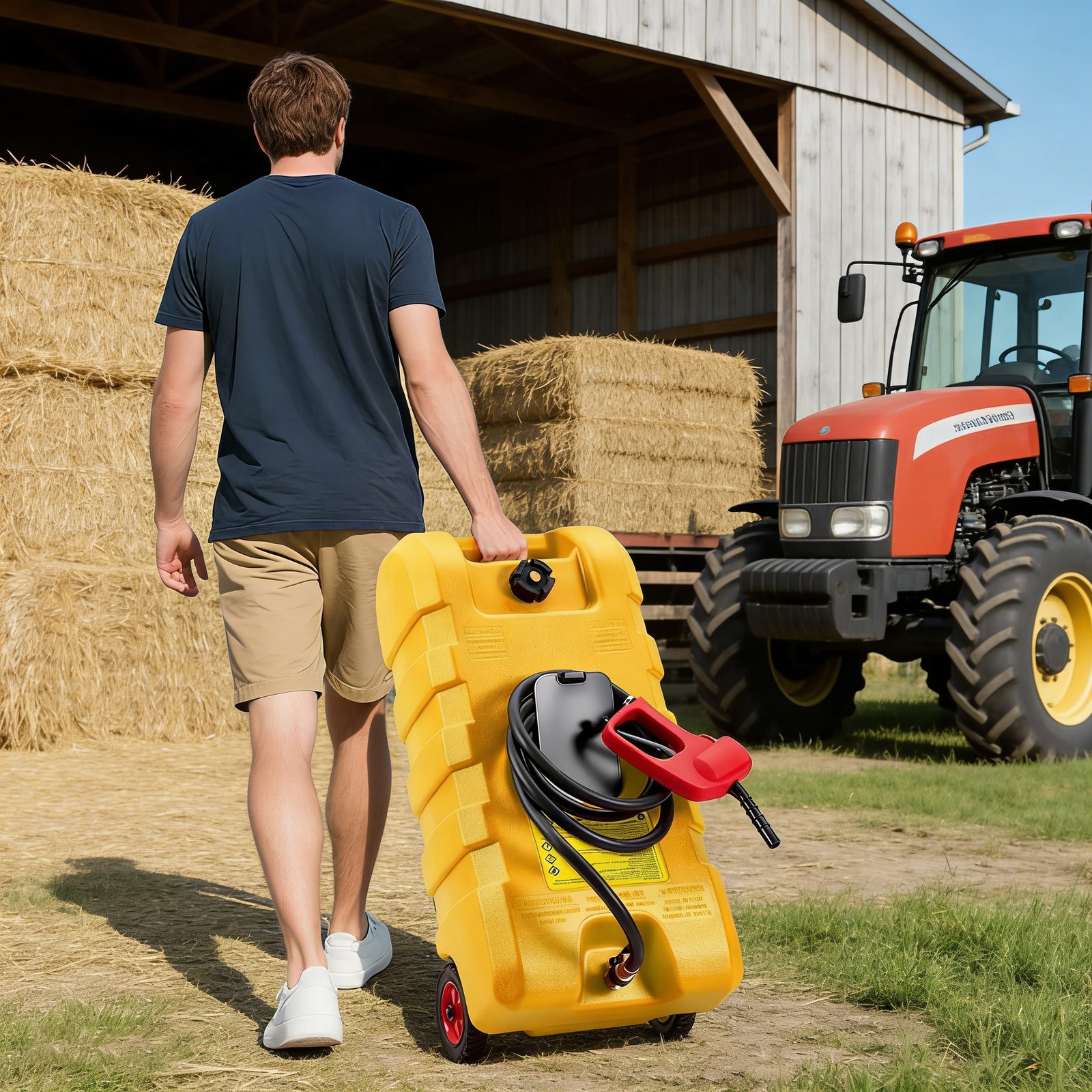 Garvee|16Gallon Gas Caddy|Portable Fuel Tank|Manual Pump|10Ft Hose|For ATV Boats