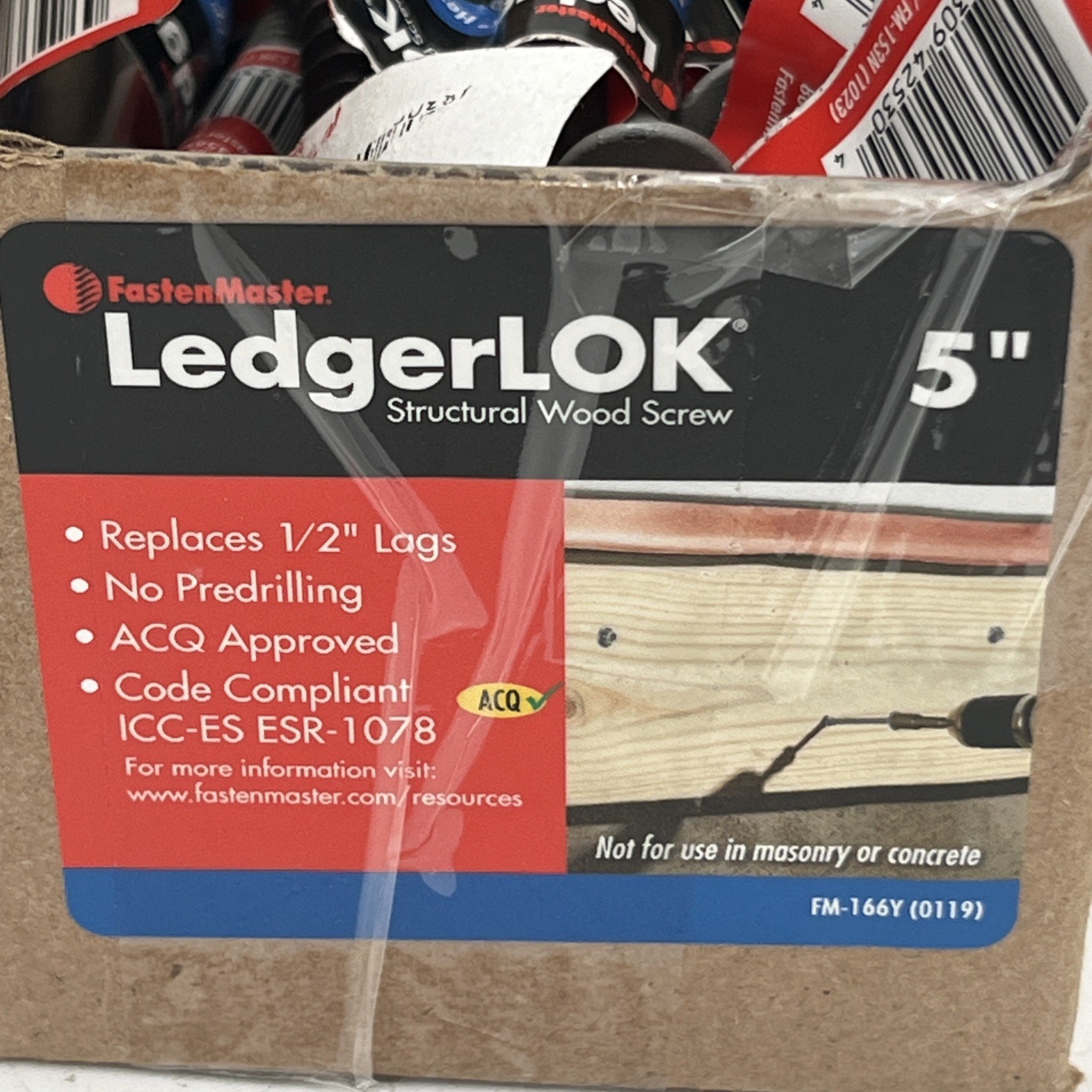 NEW!! 75-Pack FastenMaster LedgerLOK 5” Structural Wood Screws – FMLL005