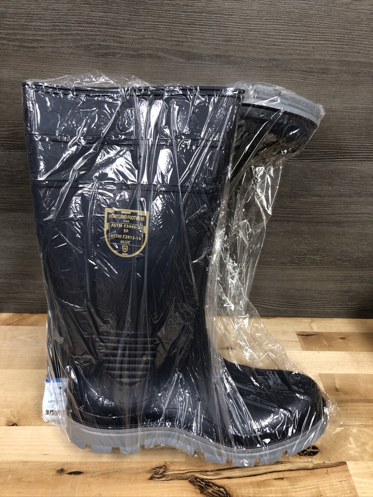 HeartLand Footwear Size 10 Men’s Steel Rubber Boot, Blue New