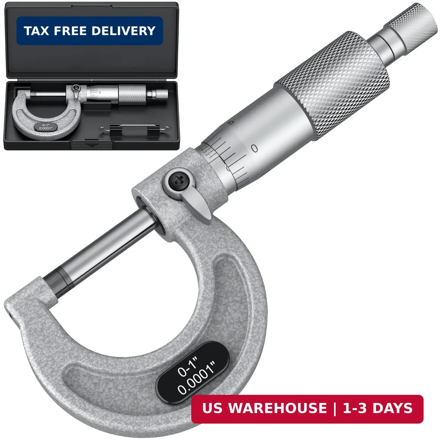 HDLNKAK Outside Micrometer 0-1″, Machinist Micrometer, 0.0001″ Graduation Microm