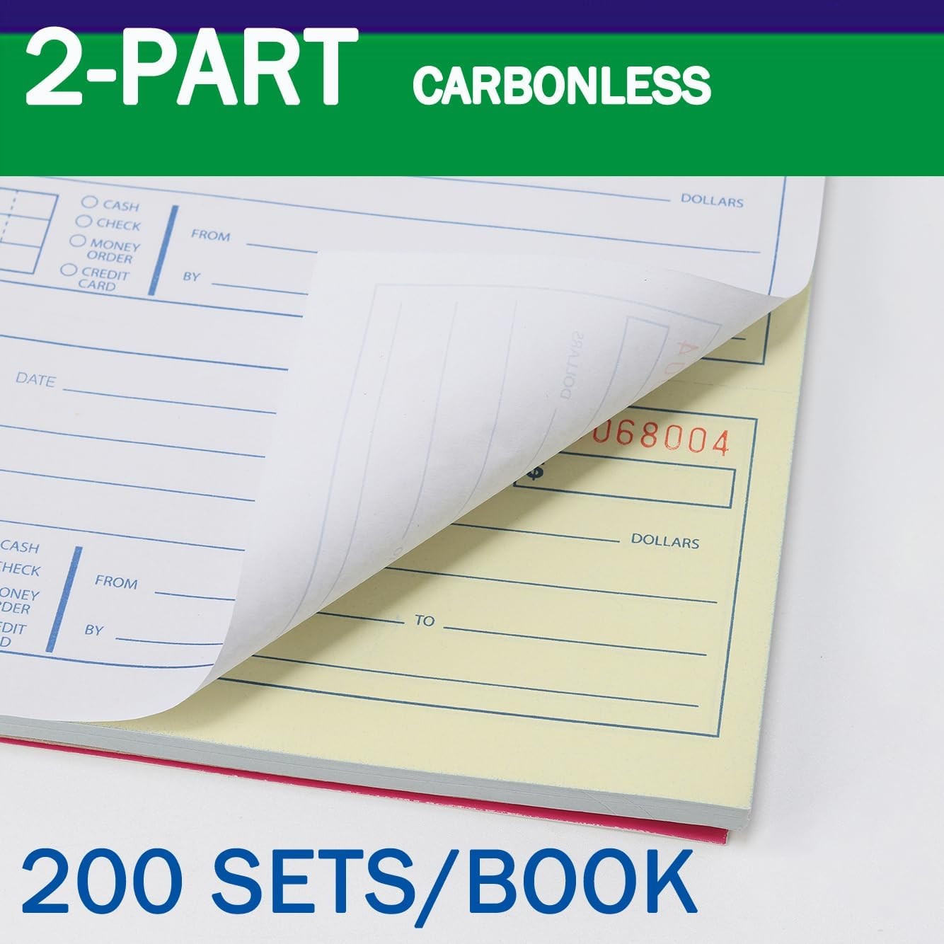 Money and Rent Receipt Book 2-Part Carbonless 7-5/8″ x 11″ Spiral Bound 200 Sets