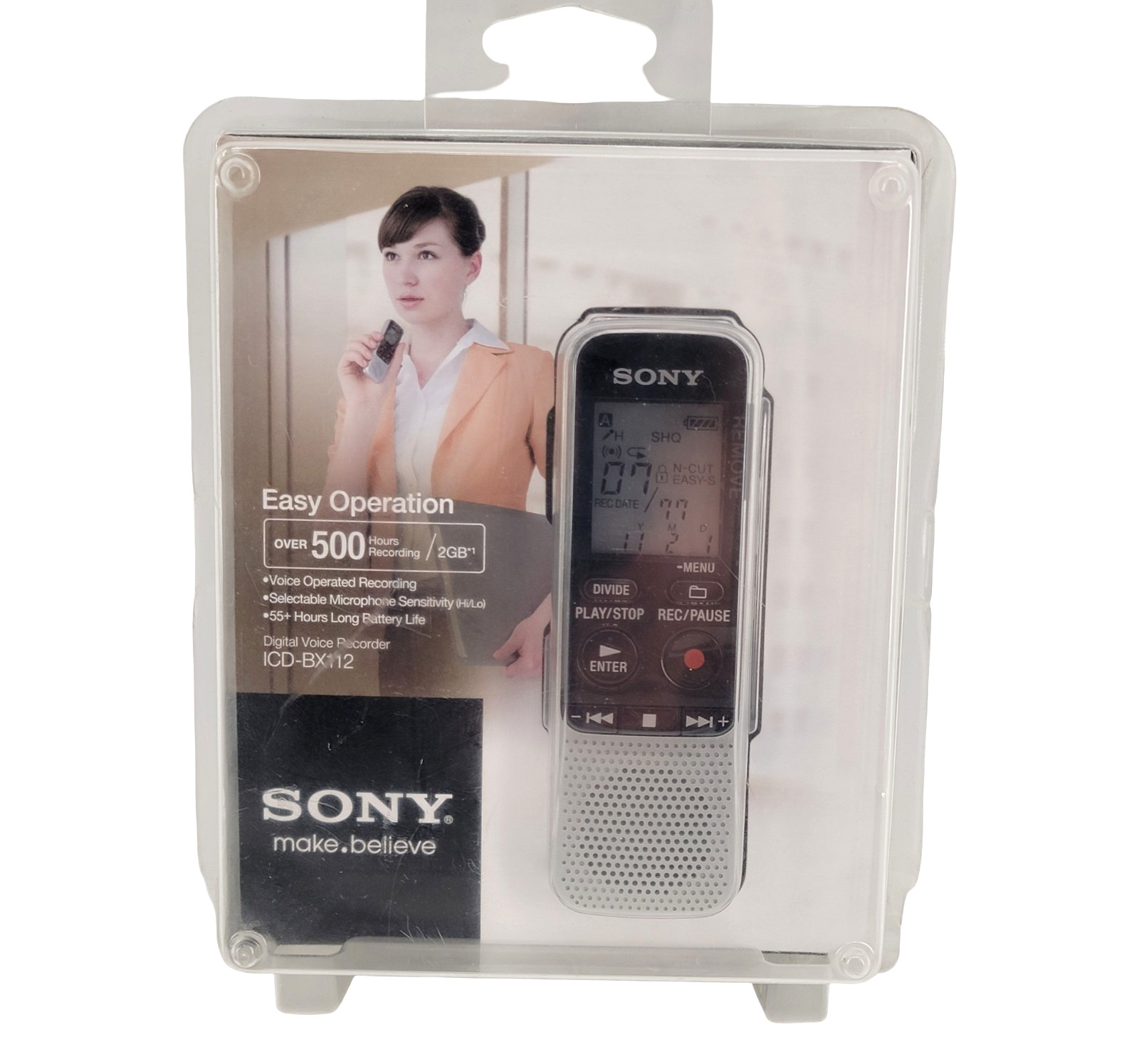 Sony ICD-BX112 Digital Voice Recorder 2GB 500Hr Easy Operation NEW Sealed