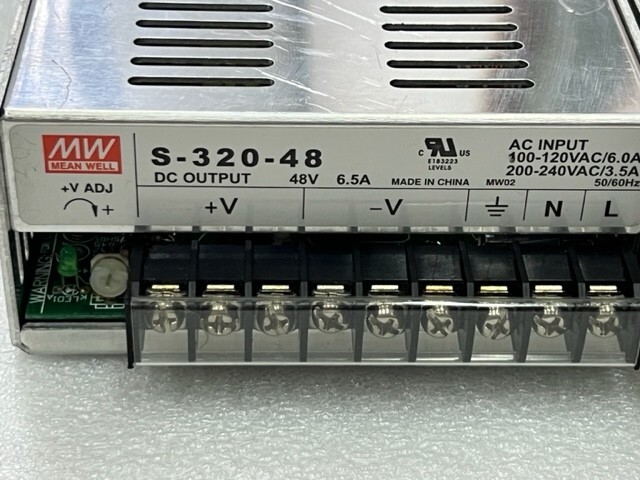 Meanwell S-320-48 Input: 120/240VAC Output: 48VDC 6.5A Power Supply Unit Used