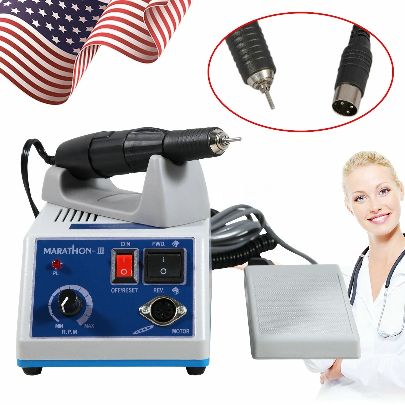 Dental Lab Micro Motor N3 with 35000RPM Handpiece Electric Polishing Machine US