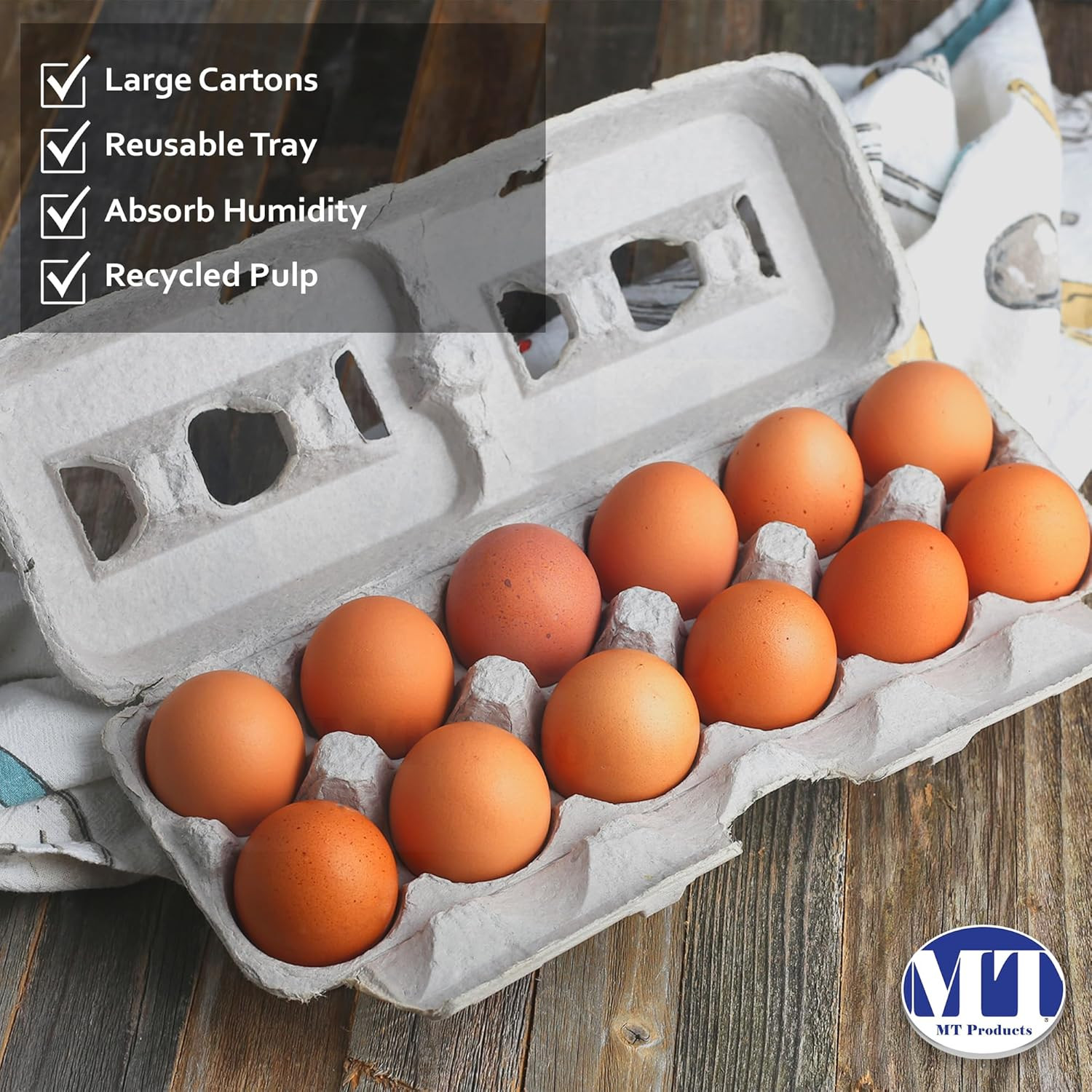 Blank Natural Pulp Egg Cartons Holds up to Twelve Eggs – 1 Dozen