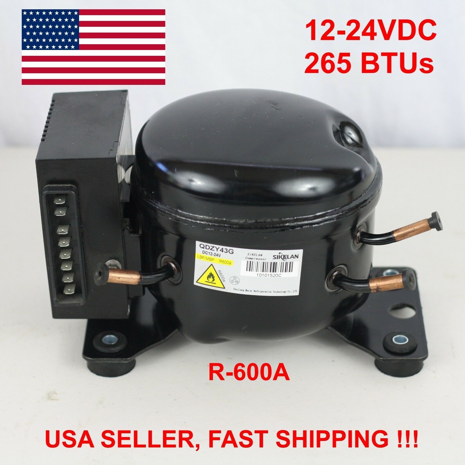 Sikelan QDZY43G 12V 24V DC R600a Refrigeration Compressor Mobile Marine Off-Gri