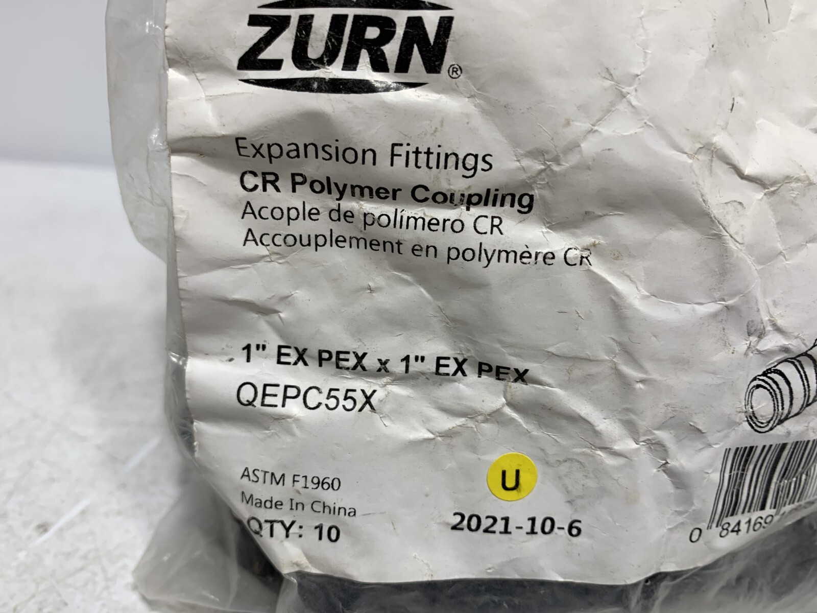 Zurn QEPC55X Expansion Fittings CR Polymer Coupling 1″ (pk of 10)