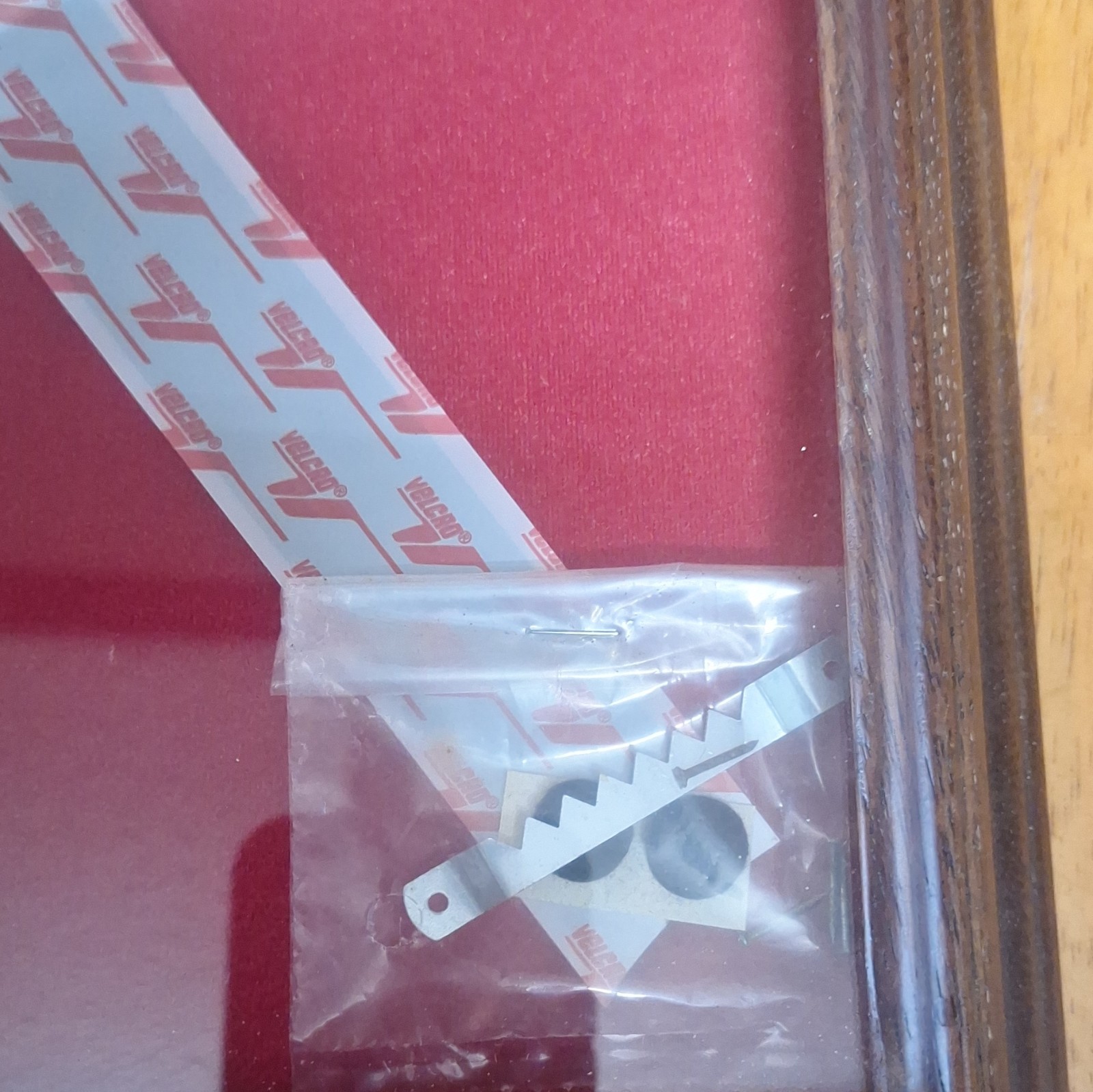 Studio America Wall Mounted Wood & Glass Display Case with Red Felt Interior
