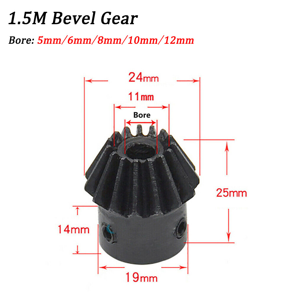 1.5 Mod Bevel Gear 1:2 15/30 Teeth Transmission Gears Bore 5-15mm 90° 45# Steel