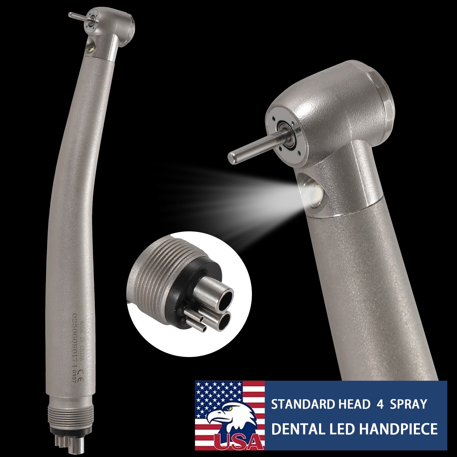 Dental 1:1 Fiber Optic Handpiece Internal Spray Contra Angle fit E-Type Motor DS