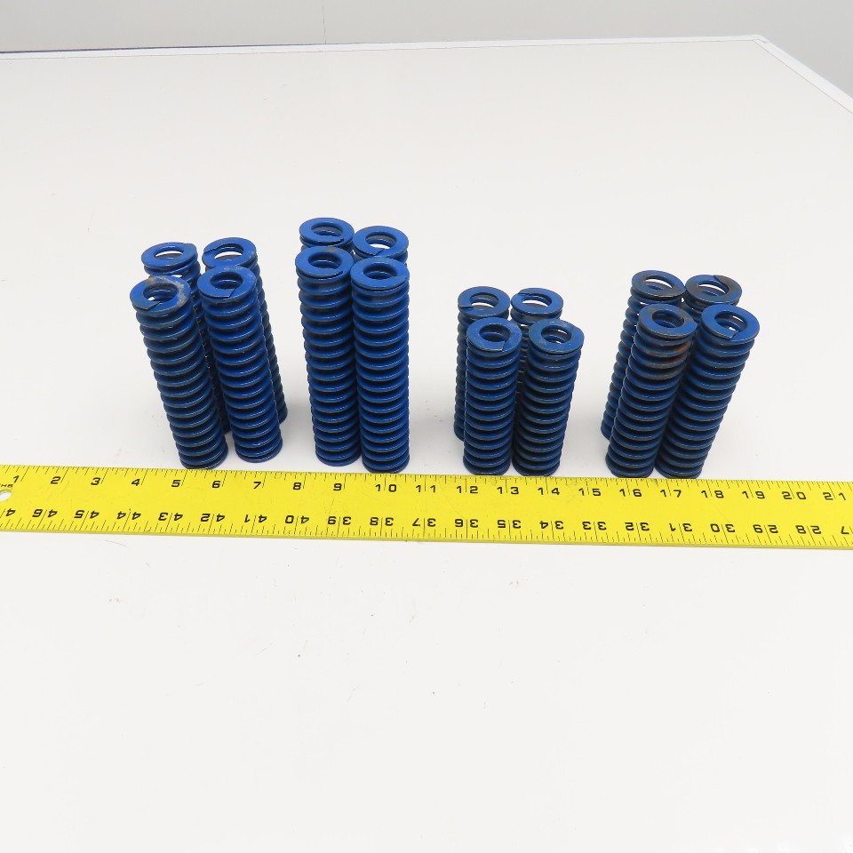 5/8″ x 1-1/4″ Flat Wire Compression Blue Die Spring 4-5-1/2″ OAL Lot Of 16