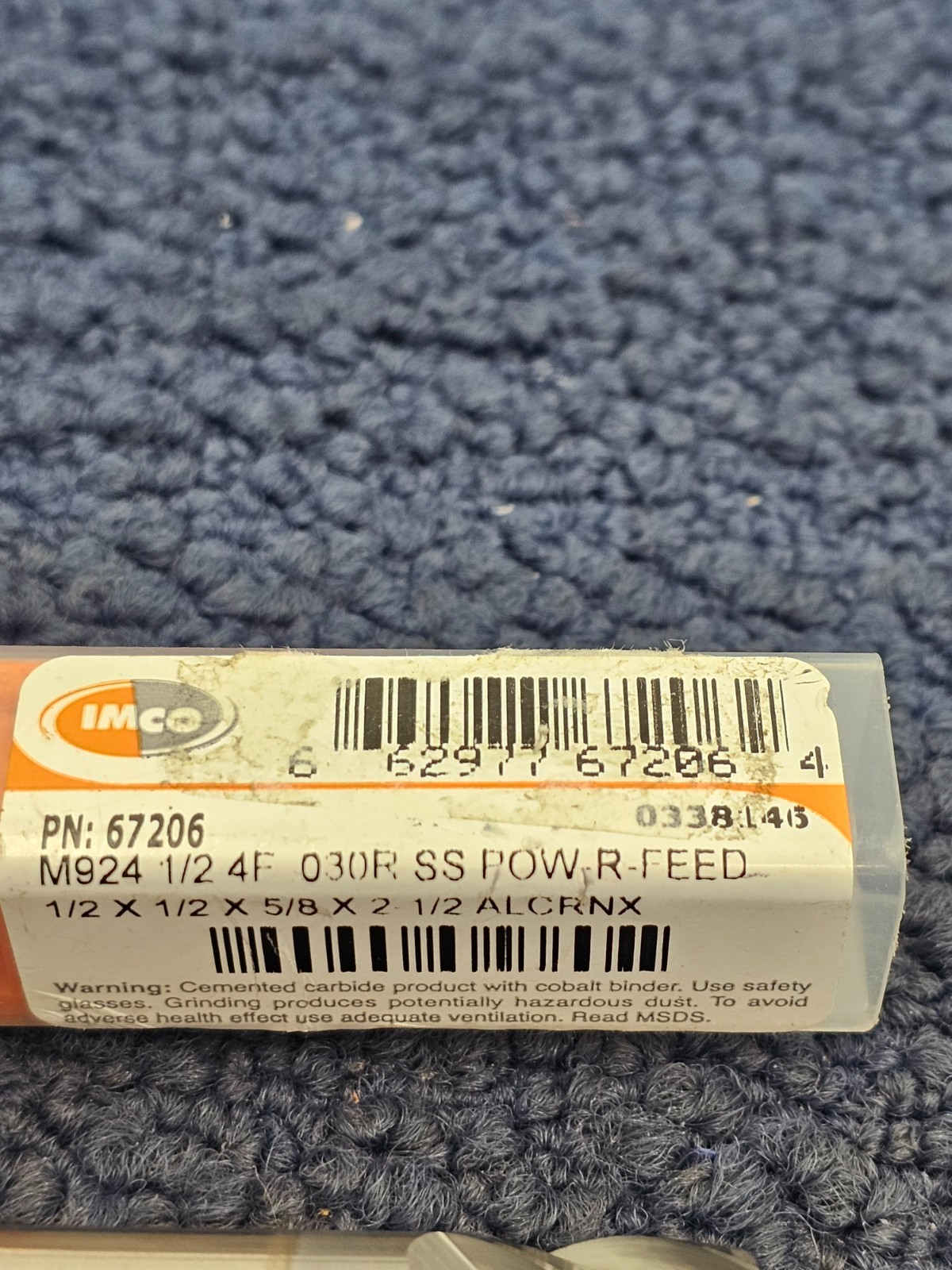 Imco 67206 M924 1/2 4F .030R SS POW-R-FEED MILL 1/2 X 1/2 X 5/8 X 2-1/2 ALCRNX