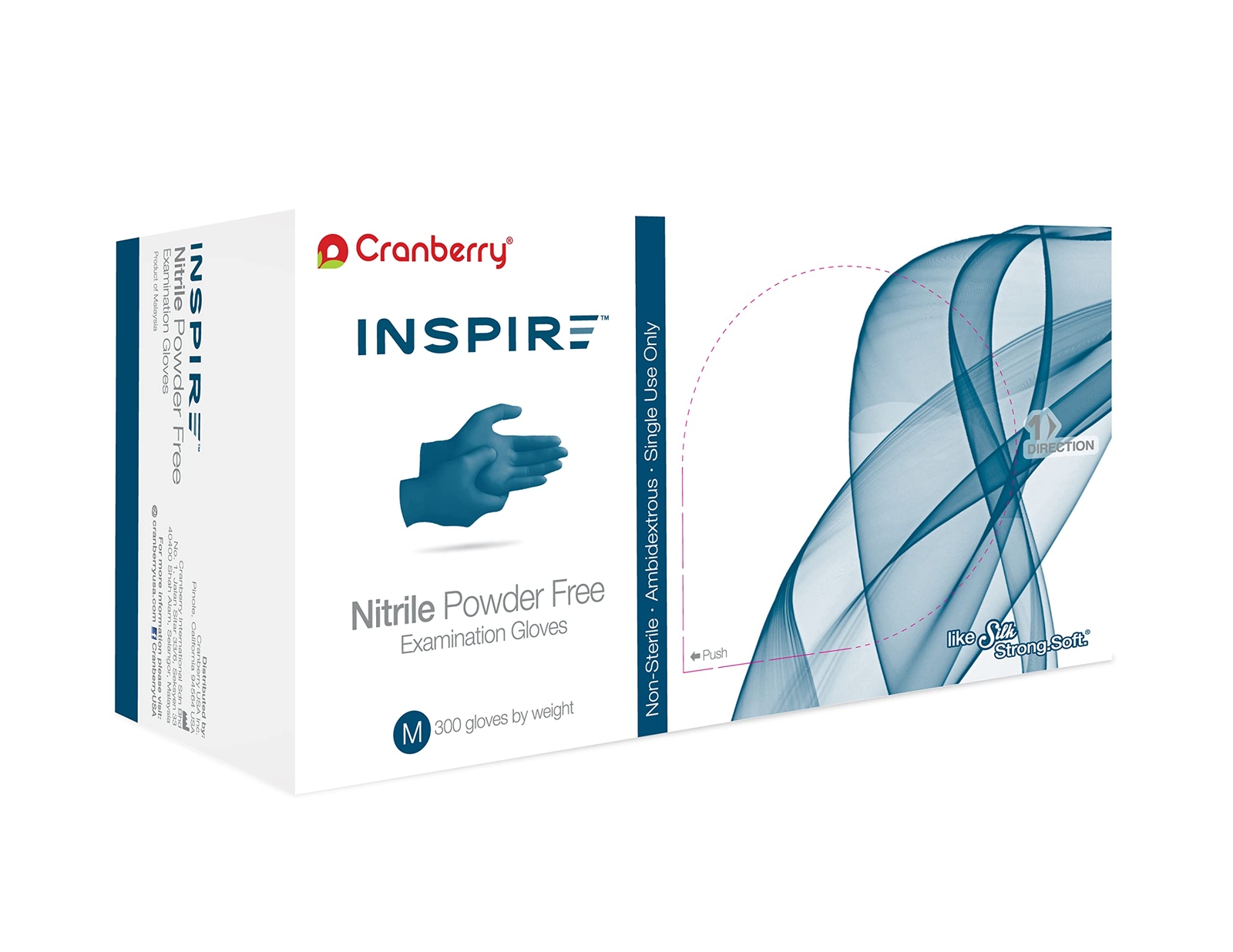 Cranberry Inspire Aegean Blue Nitrile Exam Gloves Pack Of 300 Medium 2.0 Mil