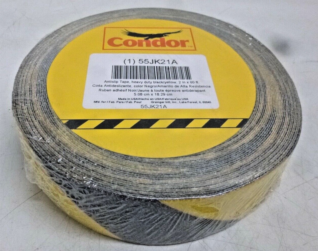 NEW CONDOR Black/Yellow Anti-Slip Tape, 2″X60.0 ft., 80 Grit Silicon Carbide