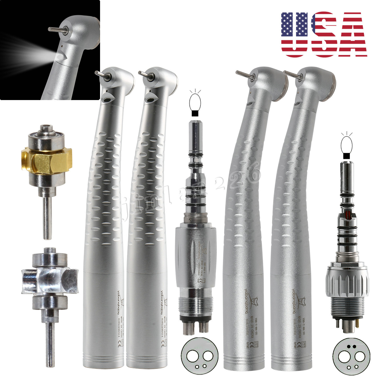 Dental LED Fiber Optic High Speed Handpiece /Quick Coupling Coupler 4/6Hole Kit