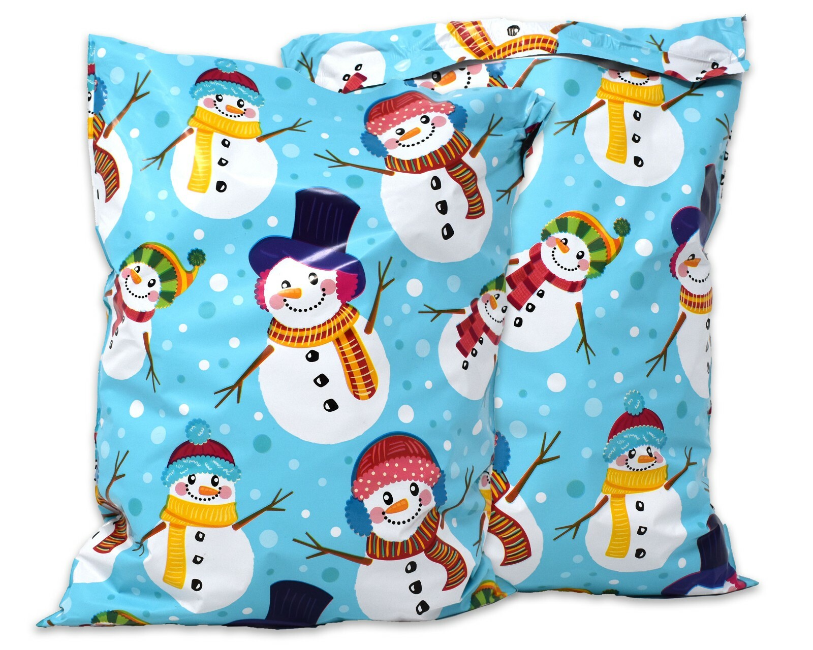NEW 10×13 Fall, Christmas, Snowmen, Teal Snowflakes, Trees Poly Shipping Mailers