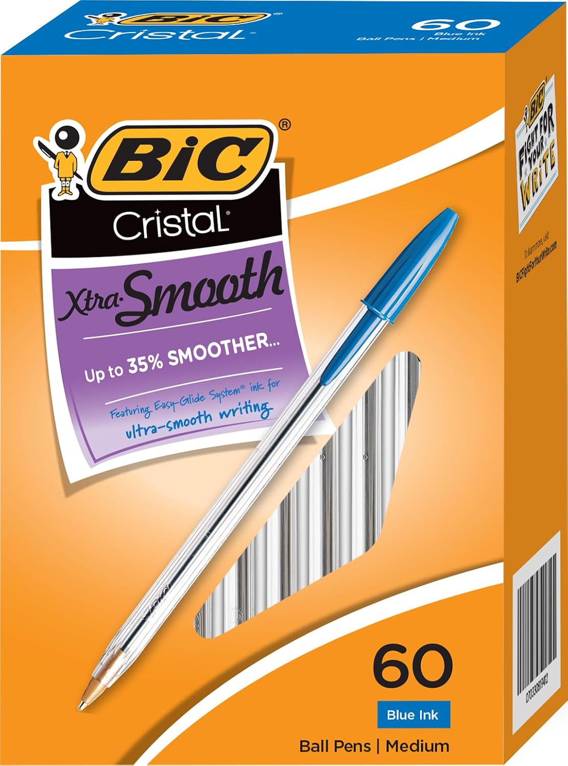 Cristal Xtra Smooth Ballpoint Pen, 1.0 Mm Medium Point and Easy-Glide System Ink