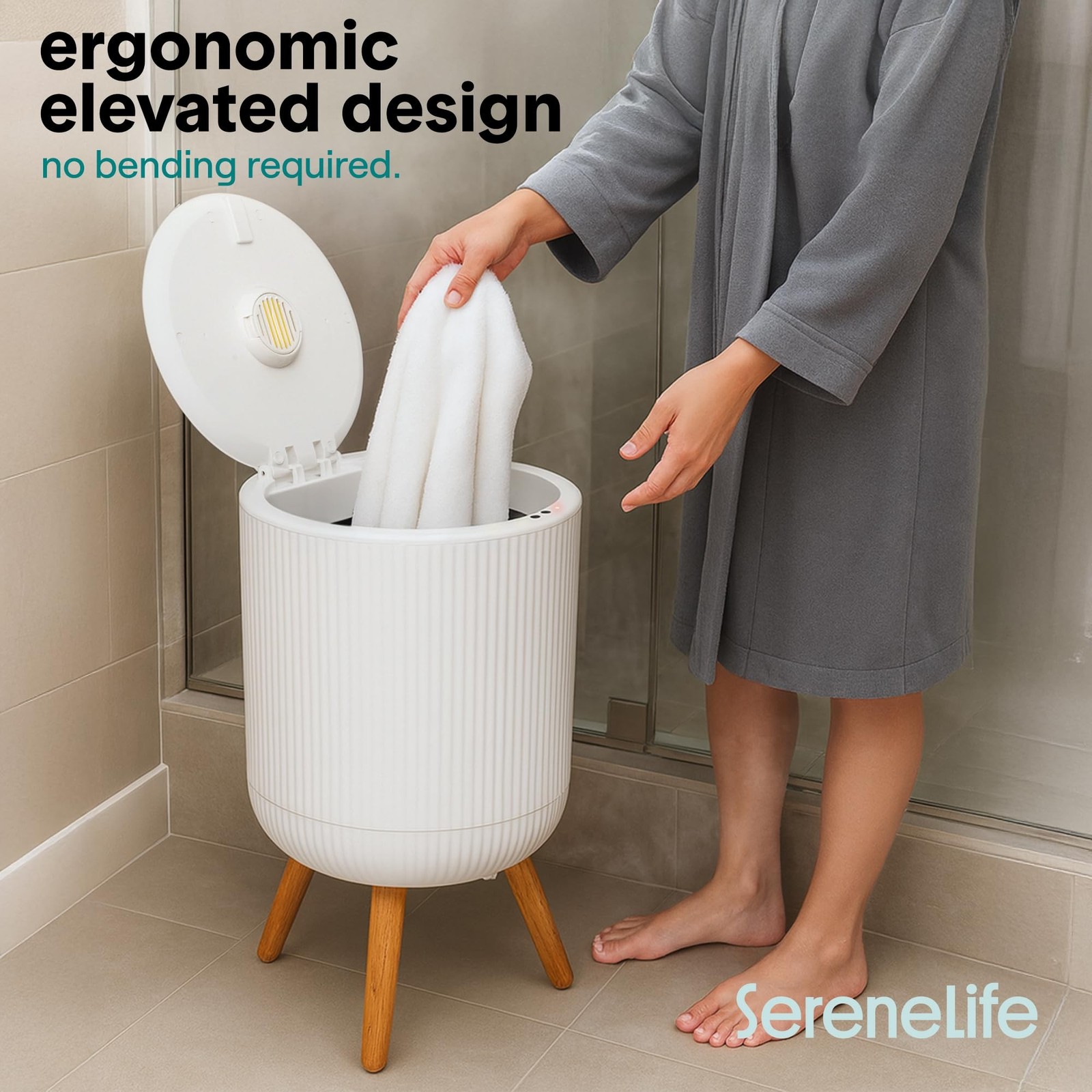 SereneLife Freestanding Towel Warmer Bucket – 18″ Hot Towel Warmer with Legs …