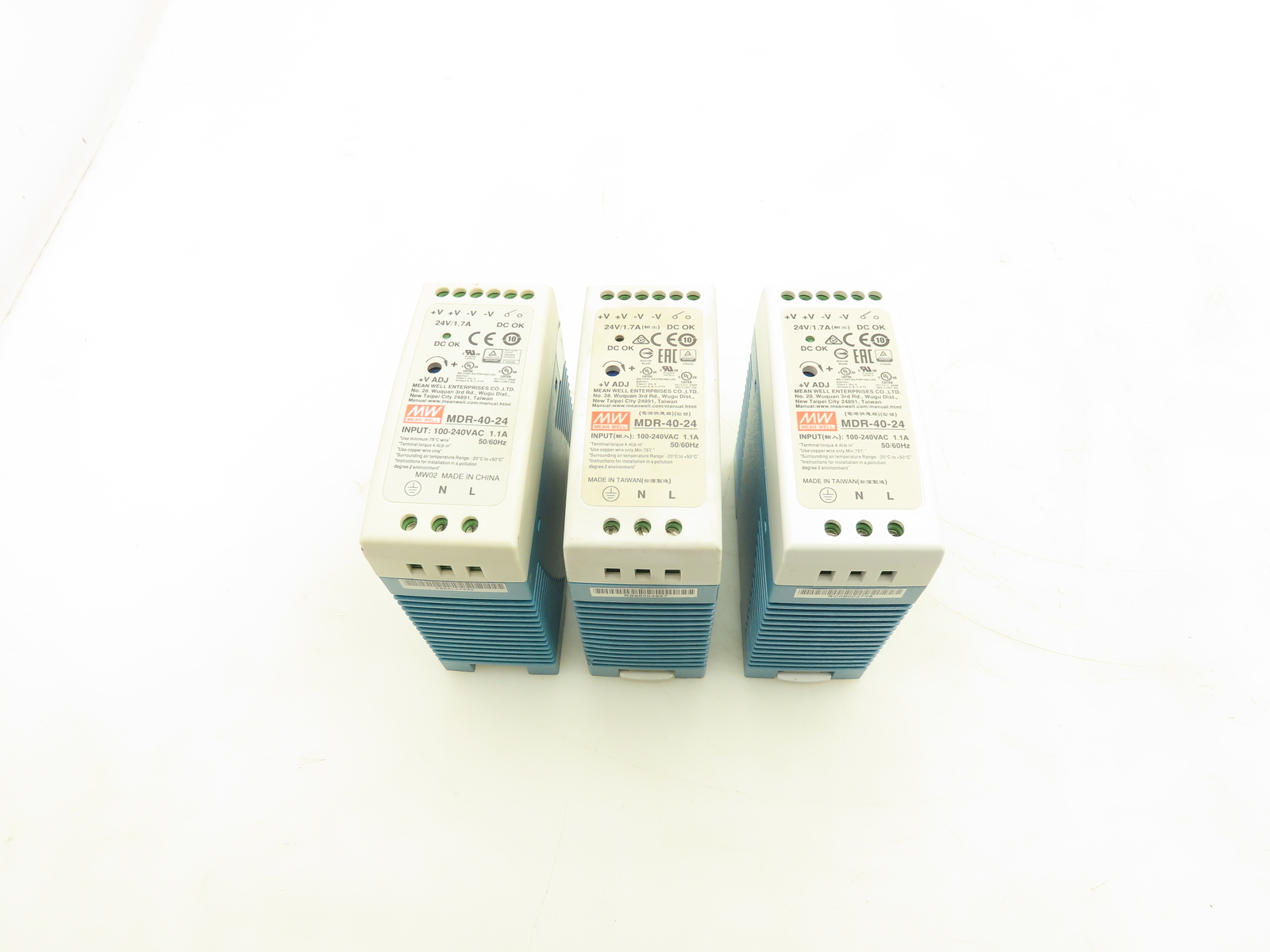 Mean Well MDR-40-24 DIN Rail Power Supply 100-240VAC to 24VDC 40W Lot of 3